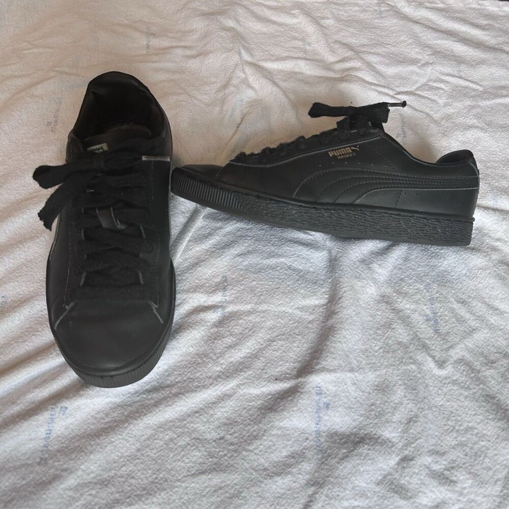 Puma Basket Black Leather Sneakers Womens  Size Eur 38